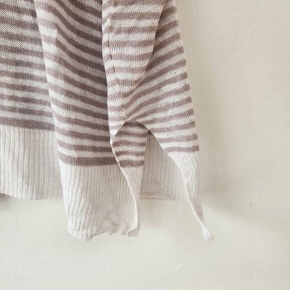 Eileen Fisher 100% Linen Striped Beige Tunic Lightweight Blouse Top Oversize S - Picture 3 of 8
